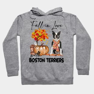 Black Boston Terrier Fall In Love Scarf Hoodie